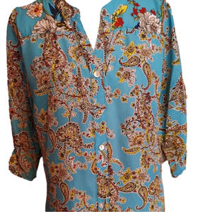 NWT Figueroa & Flower Button Blouse Paisley LP